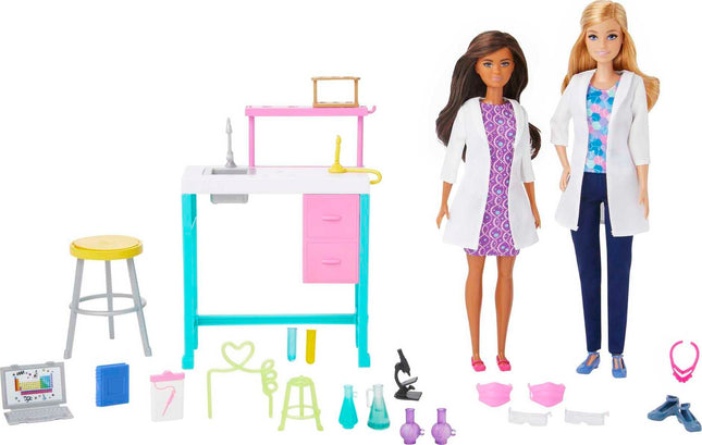 Barbie Careers Playset, Science Lab with 2 Scientist Fashion Dolls, Bench & 10+ Accessories (Amazon Exclusive), HJY95