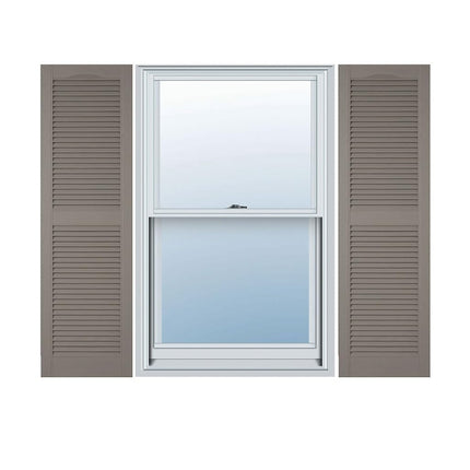 Ekena Millwork LL1C12X02400BD 12" W x 24" H Open Shutters with Center Slits Lifetime Vinyl Top with Fastener (Pair) Bordeaux
