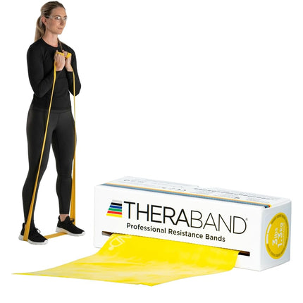 TheraBand Professional Latex Resistance Bands For Upper Body, Lower Body, and Core Exercise, Physical Therapy, Lower Pilates, At-Home Workouts, and Rehab, 6 Yard Roll, Yellow, Thin, Beginner Level 2