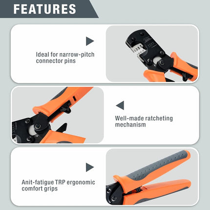 IWISS IWS-3220M Micro Connector Pin Crimping Tool 0.03-0.52mm 32-20AWG Ratcheting Crimper for D-Sub,Open Barrel suits Molex,JST,JAE,TYCO-E