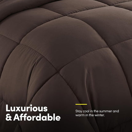 Sweet Home Collection Ultra Soft Down Alternative Set & Luxurious Bed Sheets, Polyester, Brown, Twin