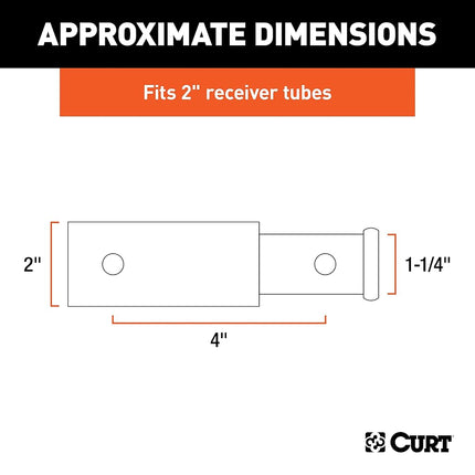 CURT 45770 Adaptador reductor de enganche de remolque, de 2 a 1-1/4 pulgadas, extensión de 4 pulgadas, 3,500 libras, negro