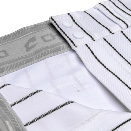 Champro Men's Triple Crown 2.0 Tapered Bottom Baseball Pants with Pinstripes, White, Black, Medium