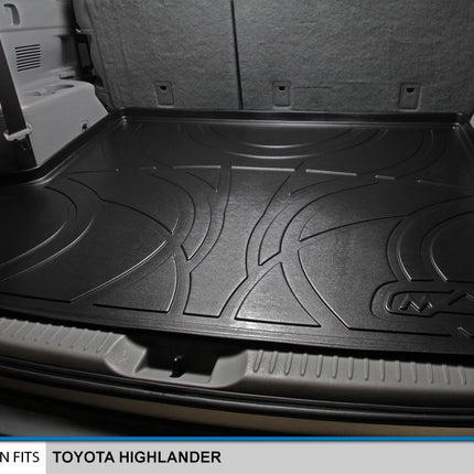 SMARTLINER All Weather Custom Fit Cargo Trunk Liner Floor Mat Behind 2nd Row Seat Black for 2014-2019 Toyota Highlander