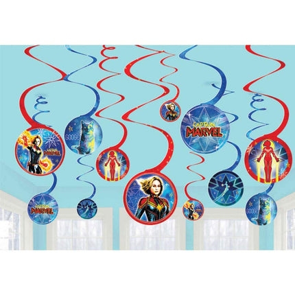 "Captain Marvel" Blue and Red Spiral Party Decorat