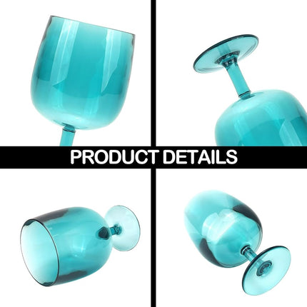 Yanglonghui 15 Ounce Plastic Wine Glasses Set of 6,Unbreakable Acrylic Wine Glasses,Reusable Colored Plastic Goblets Stackable,Dishwasher Safe Bpa Free Ideal for Parties (Cyan, 12 Ounce)
