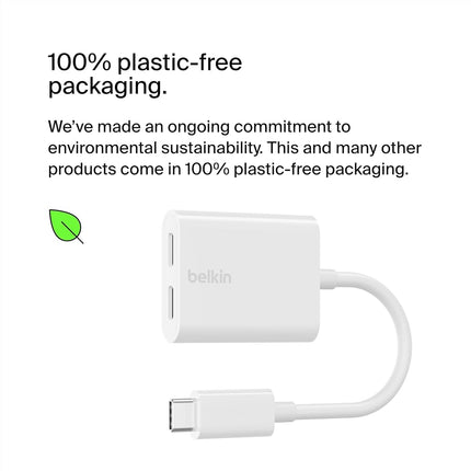 Belkin RockStar™ USB-C Audio + Charge Adapter, Headphone Adapter w/USB-C 60W Power Delivery Fast Charging for iPhone 16, iPad Pro, Galaxy, Note, Google Pixel, LG, Sony, OnePlus, and More - White