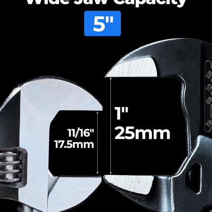 toolant 5-Inch Pocket Adjustable Plier Wrench, Zinc Phosphate CR-V Steel with Smooth Parallel Jaws and Pouch – Compact Portable Wrench for Plumbing, Nuts, Auto & Home Repairs