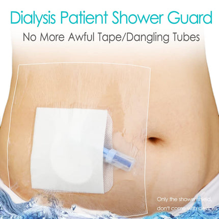 Waterproof Shower Protector | 10x10 Inch Dialysis Catheter Shower Cover Large | Without Glue in The Center for Chest Chemo Port Picc Line PD Peritoneal Dialysis Accessories Bandage (Pack of 25)