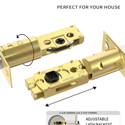 Asidrama Premium Brushed Gold Zinc-Alloy Front Door Lock Set: Double Cylinder Deadbolt, Heavy Duty Security Handleset for Left/Right Exterior Doors, Universal Entry Locks (2 Pack)