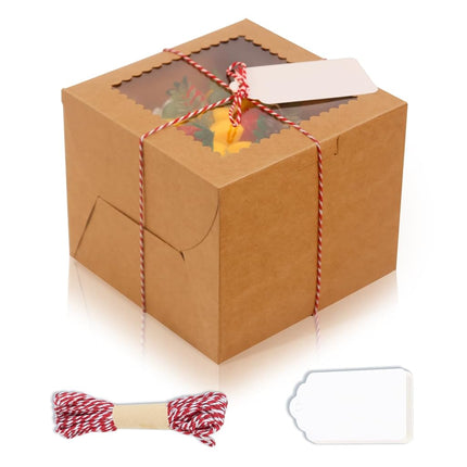 DOYIDE 20Pcs Mini Cake Boxes with Window, 6x6x5 In