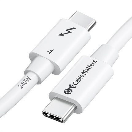 [Intel Certified] Cable Matters 40Gbps Thunderbolt 4 Cable 1m with 8K Video and 240W Charging in White - Backwards Compatible with USB4 Thunderbolt 3 Cable and USB-C