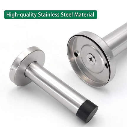 Long Doorstops, 10 Inch Stainless Steel Stopper with Mute Rubber Tip, Anti-Collision Resistance Catch Holder, Floor Wall Protector for Home Office - 1 Pack Silver