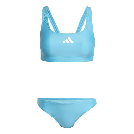 adidas Women's 3 Stripes V Back Bikini, Lucid Cyan/White, 20