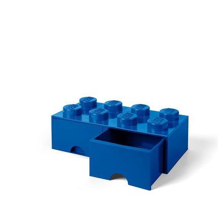Lego Brick Drawer, 8 Knobs, 2 Drawers, Stackable Storage Box, Bright Blue