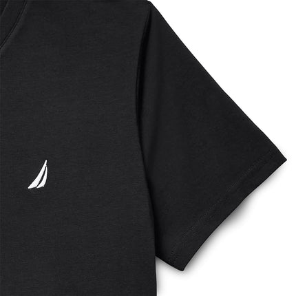 Nautica Men's Short Sleeve Solid Slim Fit V-Neck T-Shirt, True Black, Large