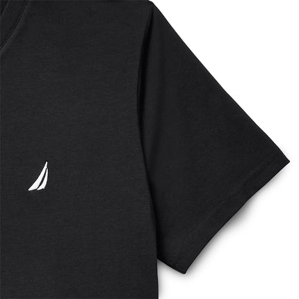Nautica Men's Short Sleeve Solid Slim Fit V-Neck T-Shirt, True Black, Large