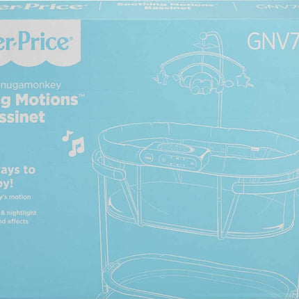 Moisés colecho con movimientos suaves Fisher-Price Baby Sleeper con luces, música, vibraciones y móvil de juguete para recién nacidos de 0+ meses, modelo Sweet Snugamonkey