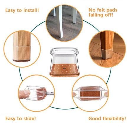 Ansible 24 pcs Rectangle Large Chair Leg Floor Protectors, Furniture Felt Pads Silicone Covers caps for Chairs,Chair Leg Protectors for Hardwood Floors (Small Fit:L 1.12''-1.5'',W 0.75''-1'')