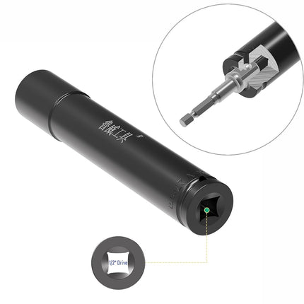 FOCMKEAS 1/2" Drive Socket Set, 27mm Deep Impact Socket, 6-Point, 6" Length