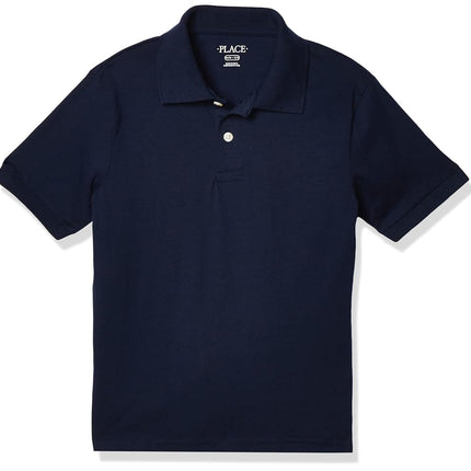 The Children's Place Boys' Short Sleeve Soft Jersey Knit Polos, Nautico, Large Husky