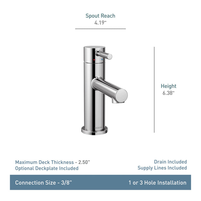 Moen 6190BL Align One-Handle High-Arc Bathroom Faucet with Drain Assembly, Matte Black