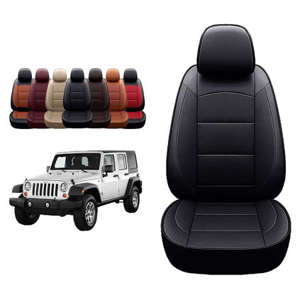 OASIS AUTO OSC-003 Fundas de asiento de cuero hechas a medida para Jeep Wrangler 4dr 2013, 2014, 2015, 2016, 2017 (Negro)