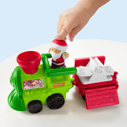 Fisher-Price Little People, juguete musical de tren de Navidad para niños pequeños con figuras de Papá Noel, elfo y reno para jugar a simular, para niños de 1 año en adelante
