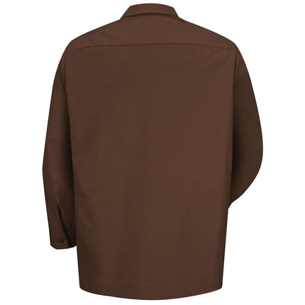 Red Kap Men's Industrial Work Shirt, Regular Fit, Long Sleeve Utility Button, Chocolate Brown, Large