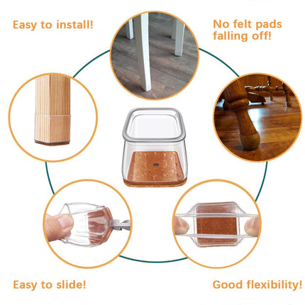 Ansible 24 pcs Square Large Chair Leg Floor Protectors, Furniture Felt Pads Silicone Covers caps for Chairs,Chair Leg Protectors for Hardwood Floors (Large fit:1.1''-1.45'')…