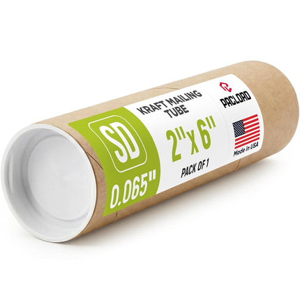 Paclord 2" x 6" Reinforced Kraft Paper Mailing Tube (Pack of 1) with 2 Caps