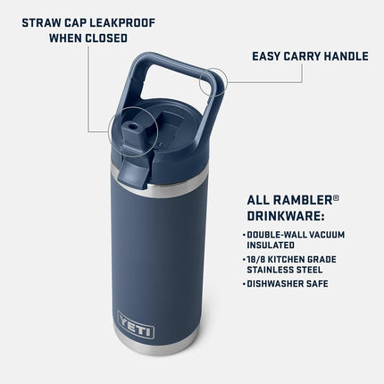 Yeti Rambler 18 oz Bottle, Vacuum Insulated, Stainless Steel with Straw Cap, Chartreuse