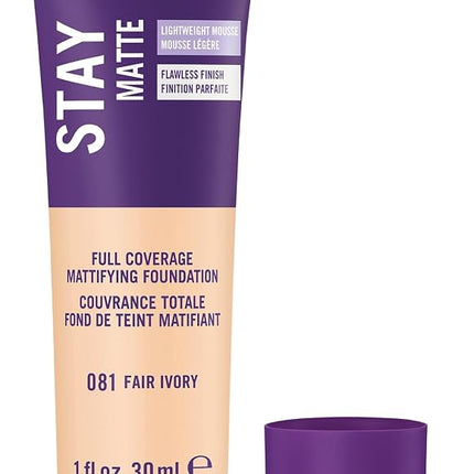 Rimmel London Stay Matte Liquid Mousse - 081 Fair Ivory - Foundation, Lightweight, Shine Control, Oil-Free, 1oz