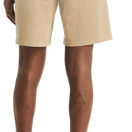 Nautica Men's Classic Fit Flat Front Stretch Solid Chino 8.5" Deck Shorts, Beige Khaki, 34