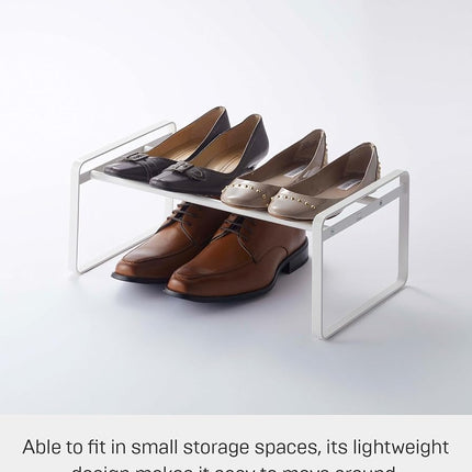 Yamazaki Home Adjustable Shoe Rack-Spacesaving Storage Solution, One Size, White
