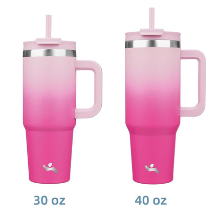 Gobelet Konokyo 40 oz avec poignée et 2 pailles, bouteille d'eau isotherme avec couvercle 2 en 1 en acier inoxydable, mug de voyage, fleurs de cerisier