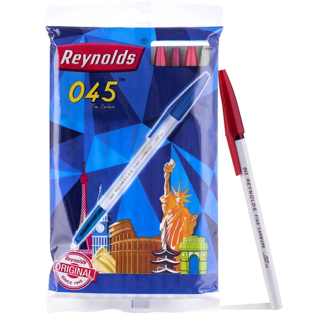 Reynolds 045 Ball Pen SET - 10 RED PENS WITH COMFO