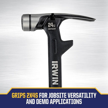 IRWIN Framing Hammer, 24oz Steel Demolition Hammer with Magnetic Nail Starter (IWHT51024)