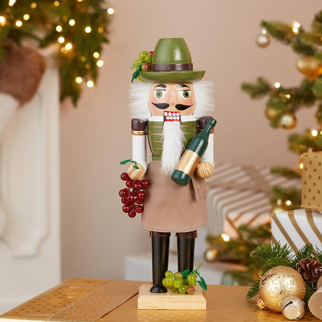 (38cm ., Brown) - Kurt Adler J1160 Wooden Wine Grower Nutcracker, 38cm