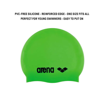 Arena Classic Junior Silicone Unisex Swim Cap for Girls and Boys Comfortable Durable Kids’ Pool Bathing Cap, One Size, Yellow/Black