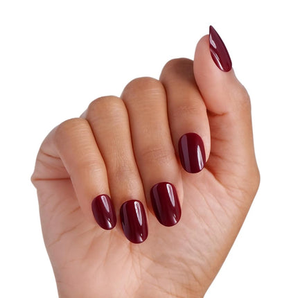imPRESS Color Press On Nails, ‘Over You', Solid Burgundy, Short Oval, PureFit Technology, Patented Super Hold Adhesive, Chip Proof, Smudge Proof, Mini Nail File, Manicure Stick & 30 Fake Nails