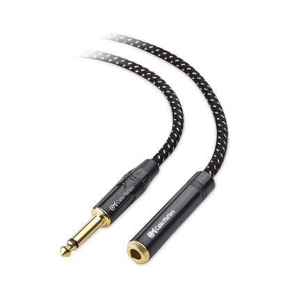 Cable Matters, cable de extensión de 3,04 metros (10 pies) de 1/4 de pulgada TS macho a hembra, negro, paquete de 2, compatible con micrófono, altavoz, mezclador