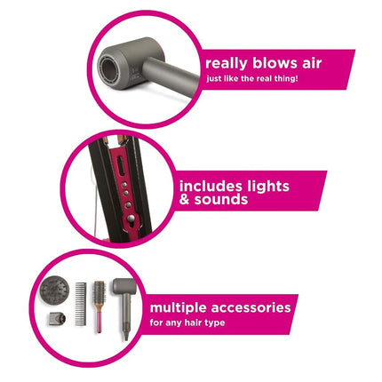 Casdon Dyson Toys. Supersonic and Corrale Deluxe Styling Set. Toy Straightener and Hairdryer with Real Function. Features Interactive Lights and Sounds. For Children Aged 3+