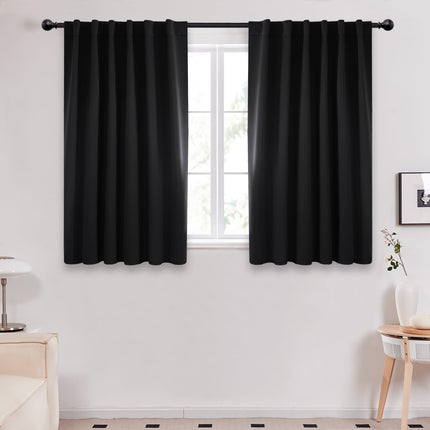 Deconovo Black Blackout Curtains for Kitchen Windo