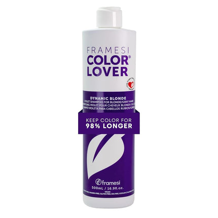 Framesi Color Lover Dynamic Blonde Violet Shampoo - 16.9 Ounce, Purple Shampoo, Blonde Hair Shampoo, Powerful Toning Shampoo, Vegan, Gluten Free, Cruelty Free