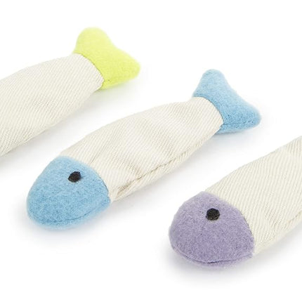 SmartyKat (paquete de 3) juguetes de pescado crujientes con hierba gatera para gatos - multicolor, paquete de 3
