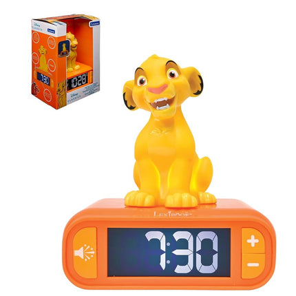 LEXIBOOK, Disney The Simba Lion King Alarm Clock with Night Light, Sounds and Melodies, Backlit LCD Display, Luminous, Snooze, Yellow/Orange, RL800AN