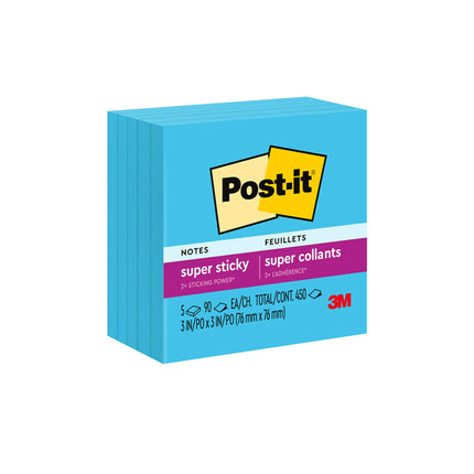 Post-it Super Sticky Notes, 2X Sticking Power, 3 x