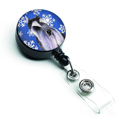 Caroline's Treasures Schnauzer Winter Snowflakes Holiday Retractable Badge Reel, Multicolor (SS4615BR)
