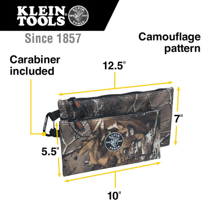 Zipper Bags, Camo Bags are 12.5 and 10-Inch, 1680d Ballistic Weave Camouflage 2-Piece Klein Tools 55560